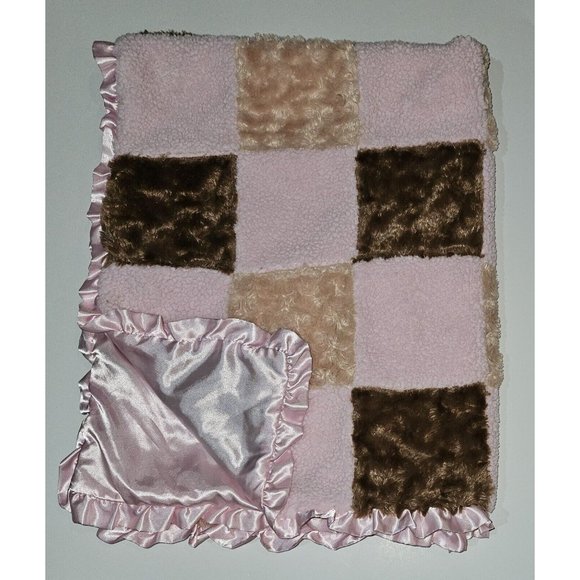 Cocalo Bedding Cocalo Baby Pink Brown Tan Patchwork Fleece Baby